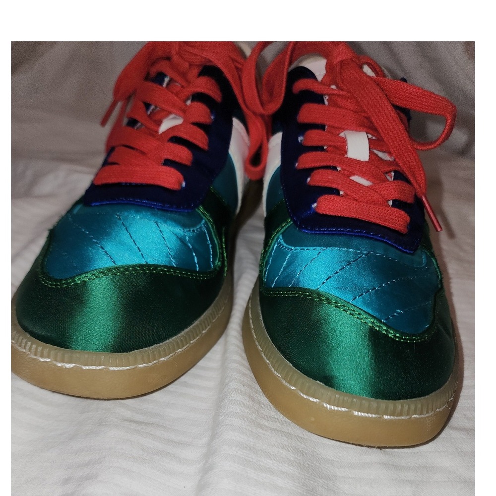 MIA Vesta Satin Colorblock Sneakers Quilted Blue Green Pink Size 7M EUC - Picture 2 of 9